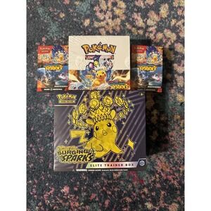 Pokemon TCG Surging Sparks Booster Box, ETB & 2x Booster Bundle Lot - NEW SEALED